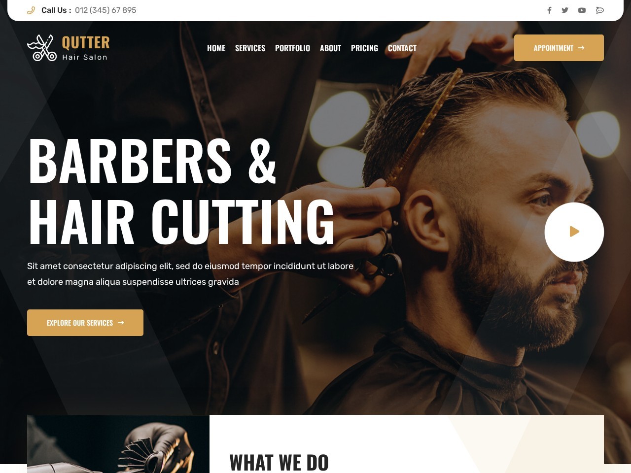 Qutter Hair Salon website